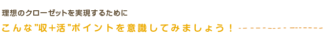 理想のクローゼットを実現するためにこんな「収+活ポイント」を意識してみましょう!